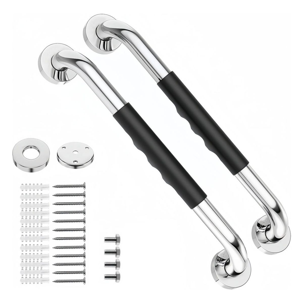 VIDA BUENAS - 2 Pasamanos de Seguridad Acero Inoxidable con Silicona Antideslizante 50cm
