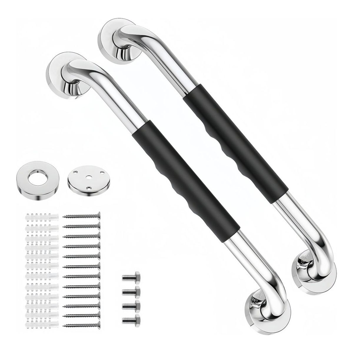 VIDA BUENAS - 2 Pasamanos de Seguridad Acero Inoxidable con Silicona Antideslizante 50cm