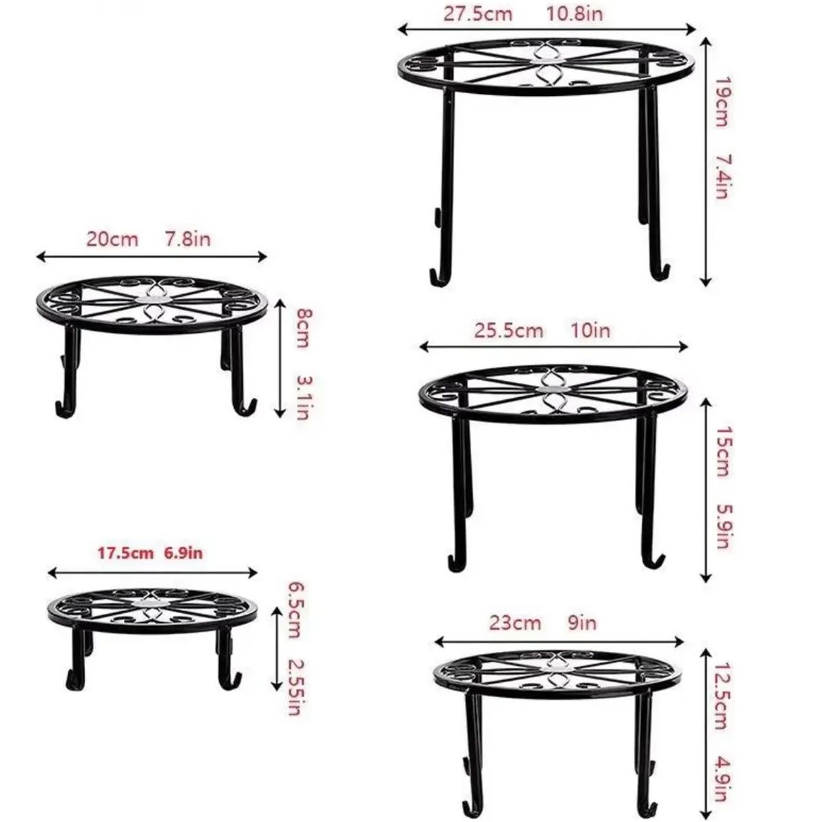 GENERICO - 5 Soportes Metálicos Para Macetas - Interior/exterior