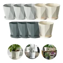 GENERICO - 9 Pcs Macetas De Plastico Con Separador De Agua 3 Colores