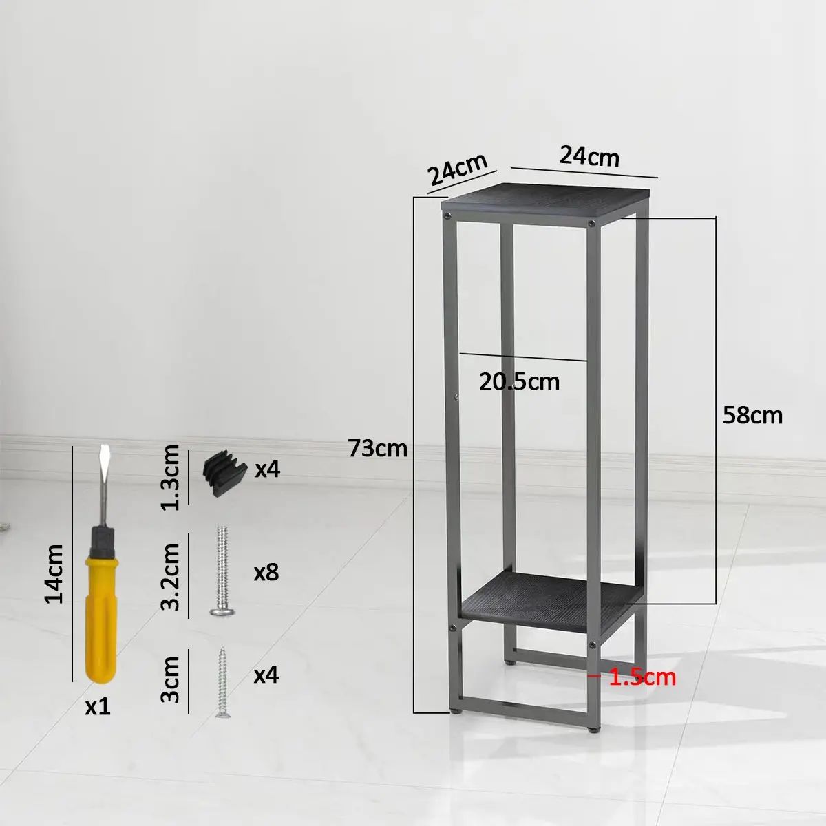 GENERICO - 2 Niveles Macetero Maceta Retirable Con Pedestal 73 Cm Negro
