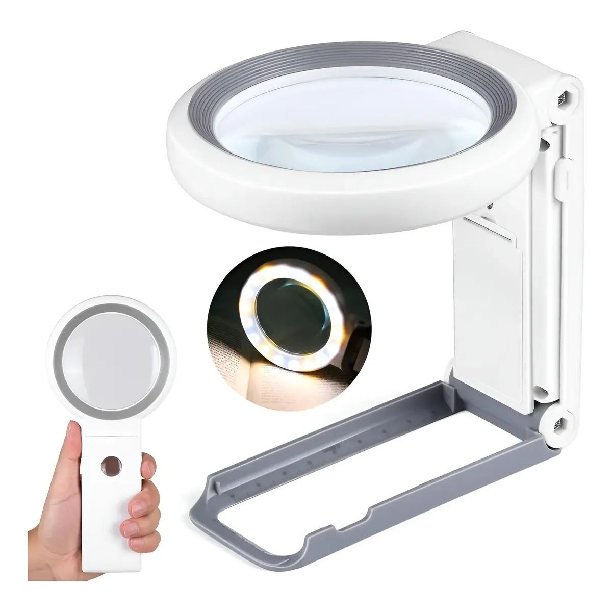 KUANGYE - Lupa Portatil Zoom 30x Aumento Luz Leer Lámpara Led Bolsillo