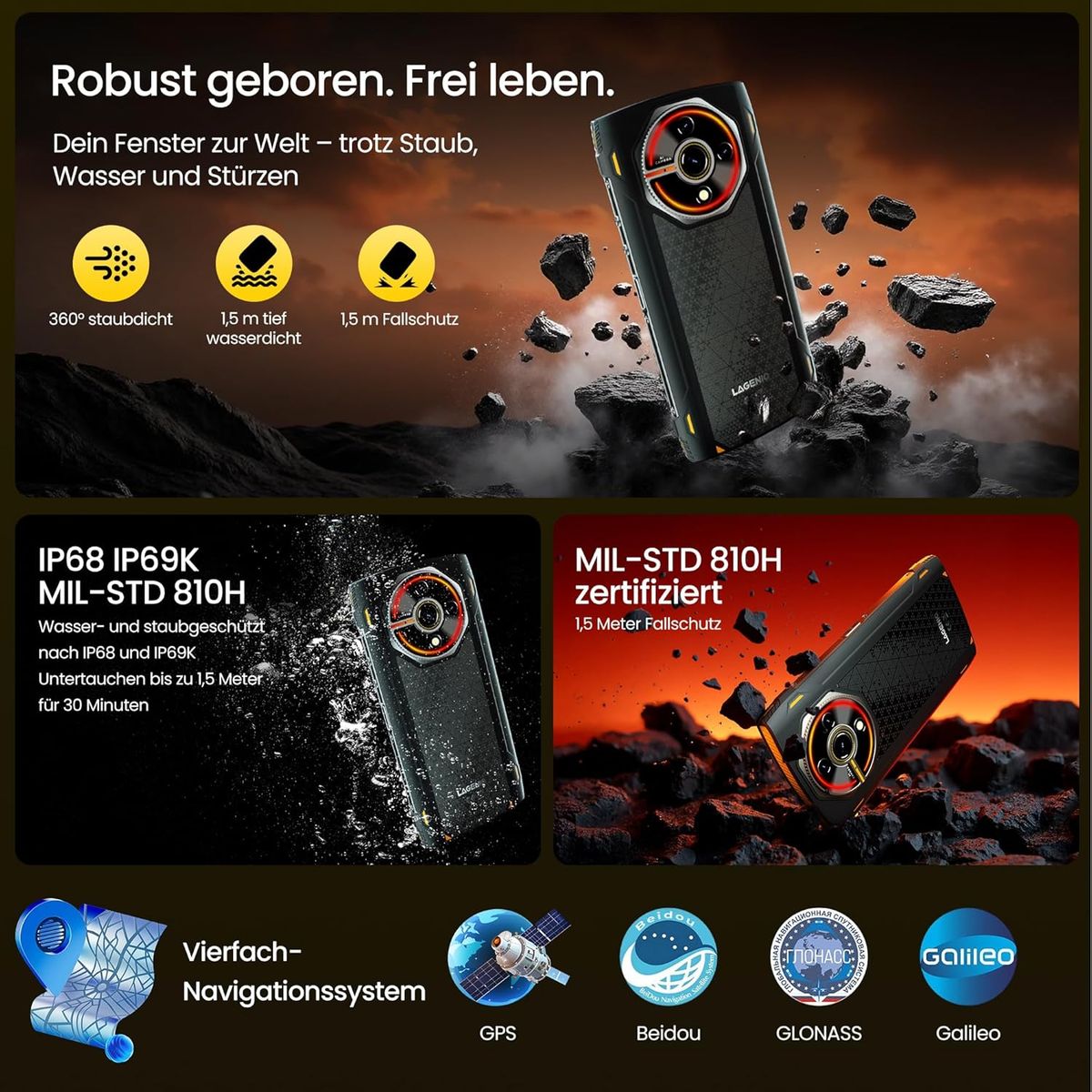 AGM - LAGENIO Panther 2 Pro Celular 24GB+256GB Android 15 Smartphone