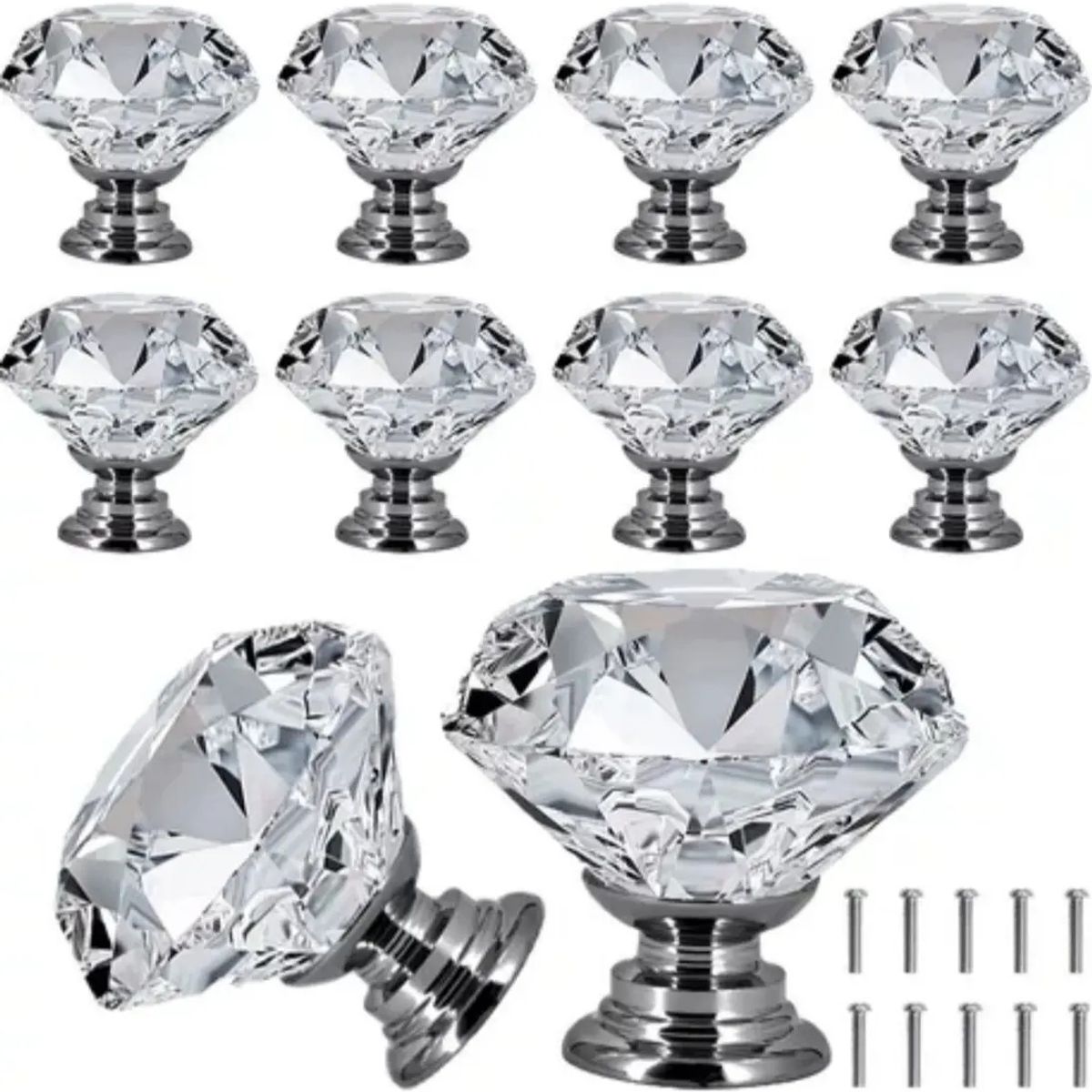 VIDA BUENAS - Tirador Cristal Forma Diamante Para Cajón Armario 10 Pcs