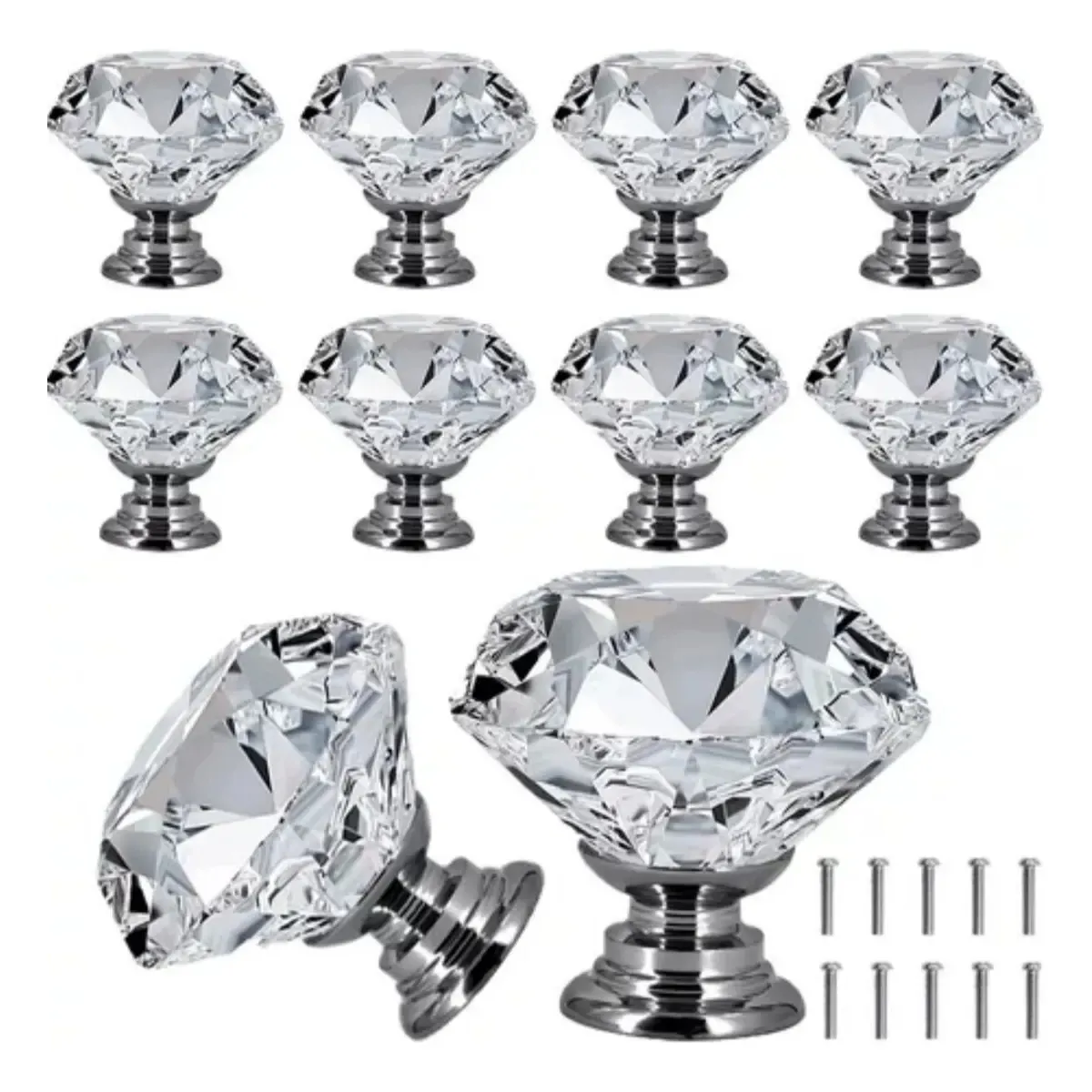 VIDA BUENAS - Tirador Cristal Forma Diamante Para Cajón Armario 10 Pcs