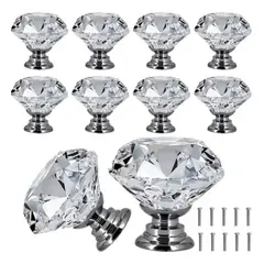 VIDA BUENAS - Tirador Cristal Forma Diamante Para Cajón Armario 10 Pcs
