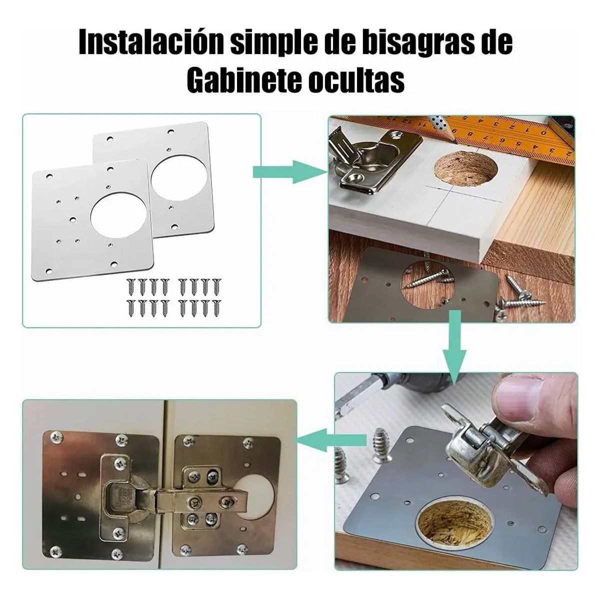 VIDA BUENAS - Kit De 8 Placa Reparación Bisagras Para Armarios Gabinete