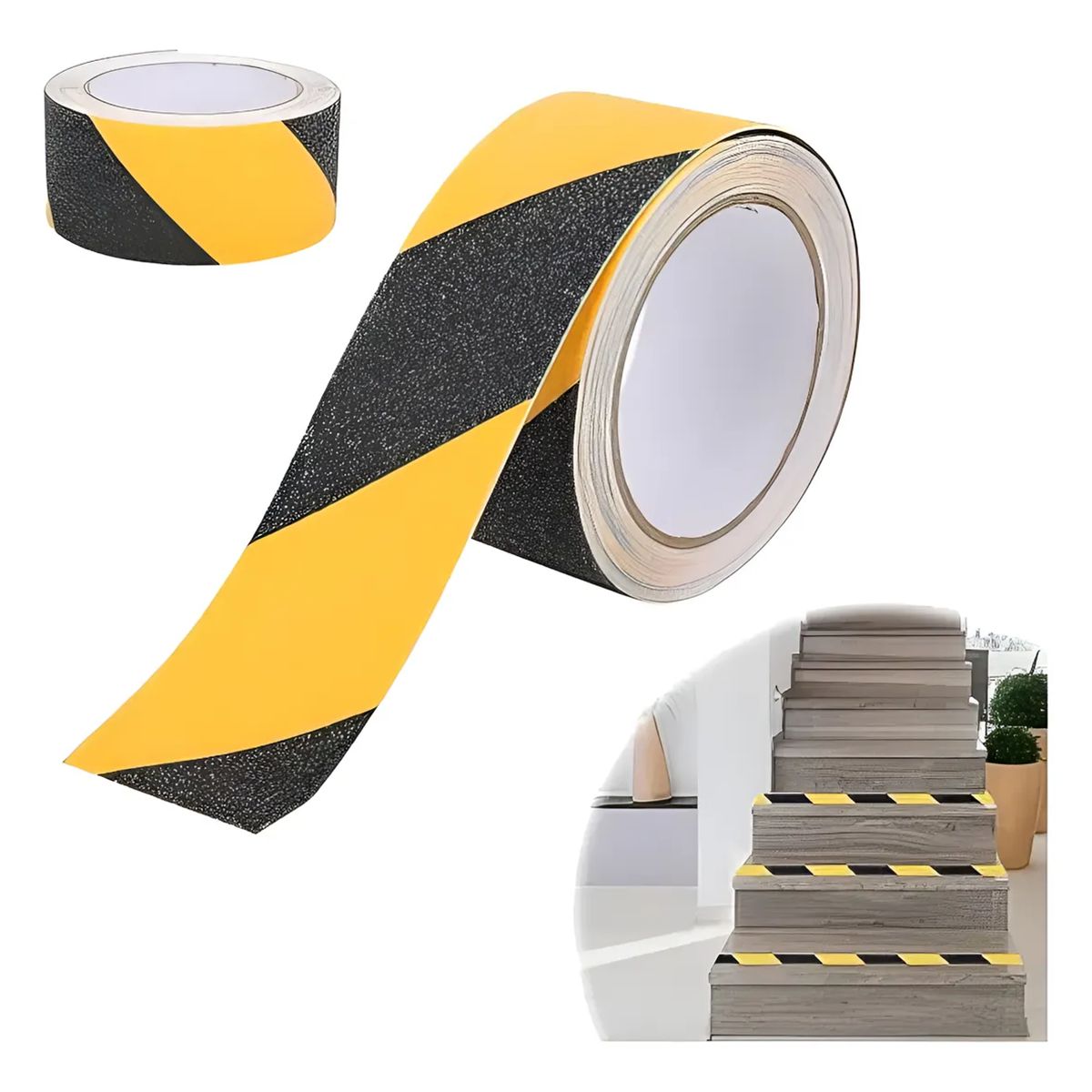 GENERICO - Cinta Antideslizante 18 Metros 50 Mm Ancho Negro / Amarillo
