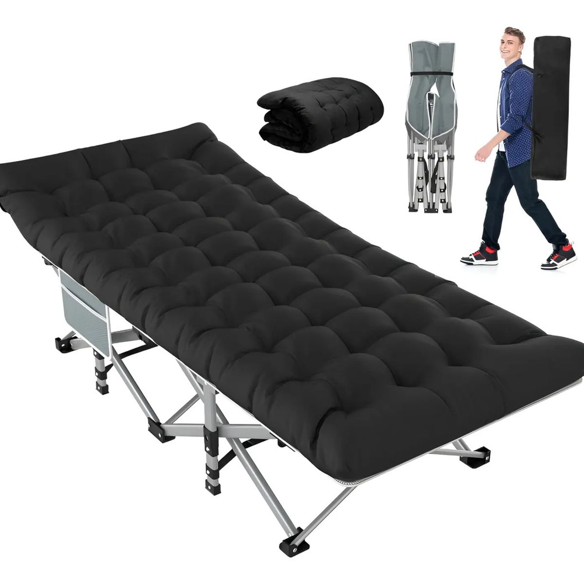 EVERSO - Catrecama Campaña Camping Plegable Acolchado Piscinaplaya
