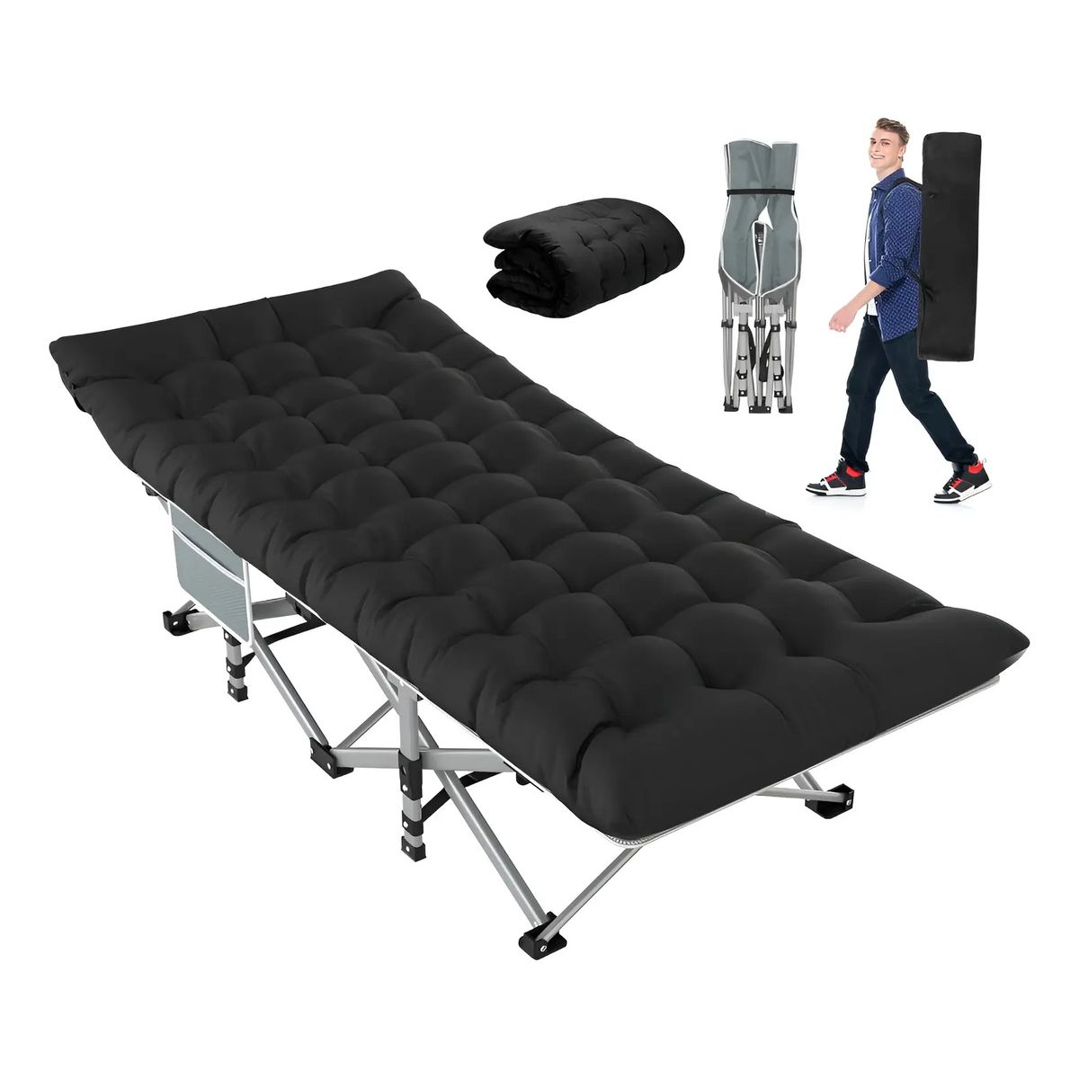 EVERSO - Catrecama Campaña Camping Plegable Acolchado Piscinaplaya