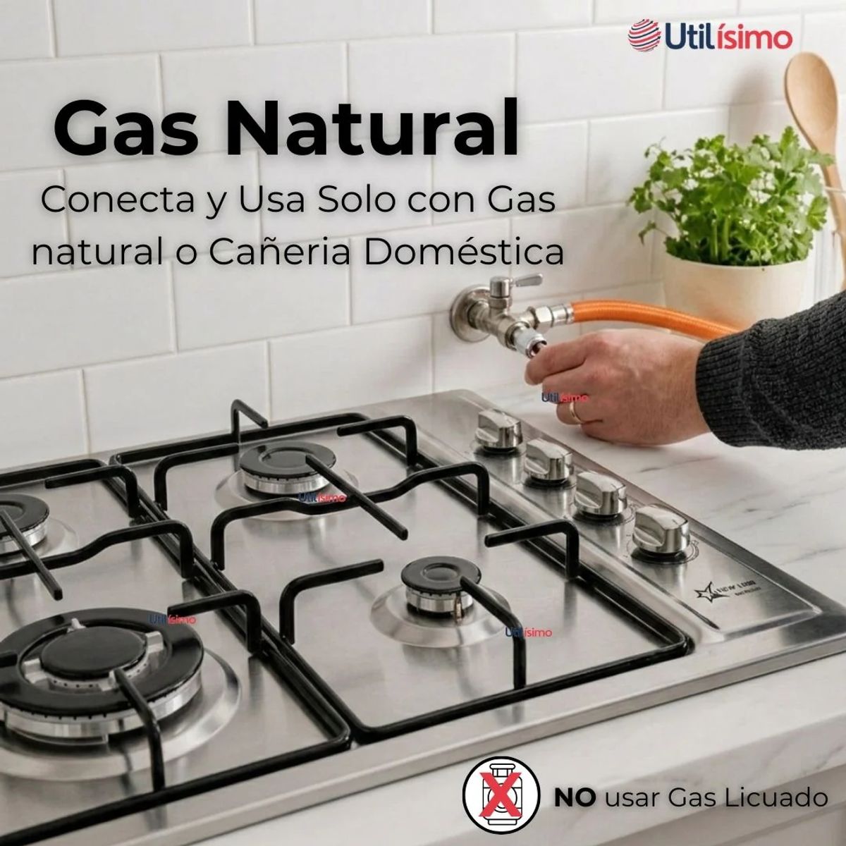 LINE - Cocina Encimera A Gas Natural 4 Platos Premium Acero Inoxidable