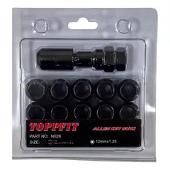 GENERICO - Tuercas De Seguridad Para Auto Toppfit 12mm X 1.25 Negro