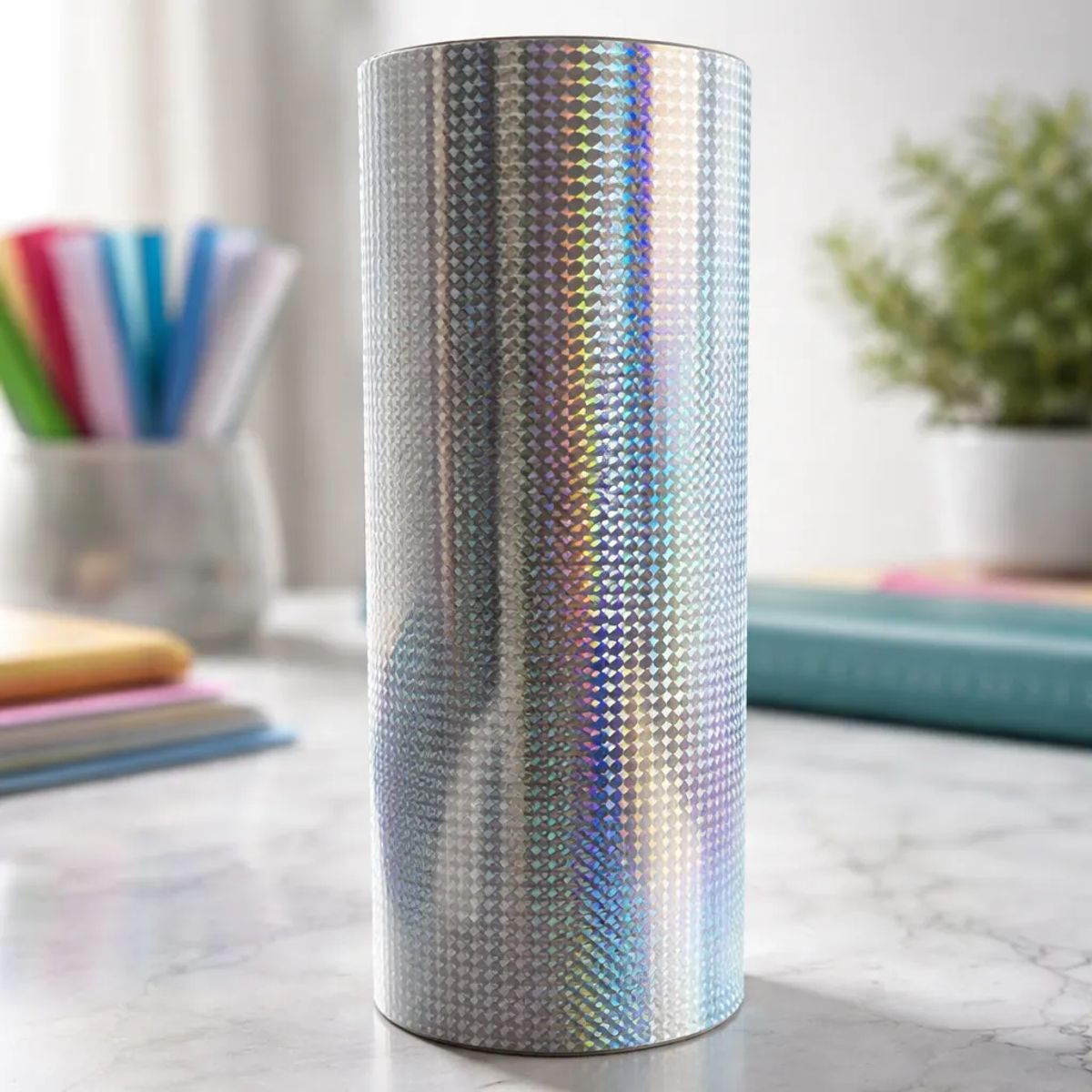 NEON - Vinilos Adhesivos De Corte Holograficos -Silver Cuadros 61 Cms X Mts