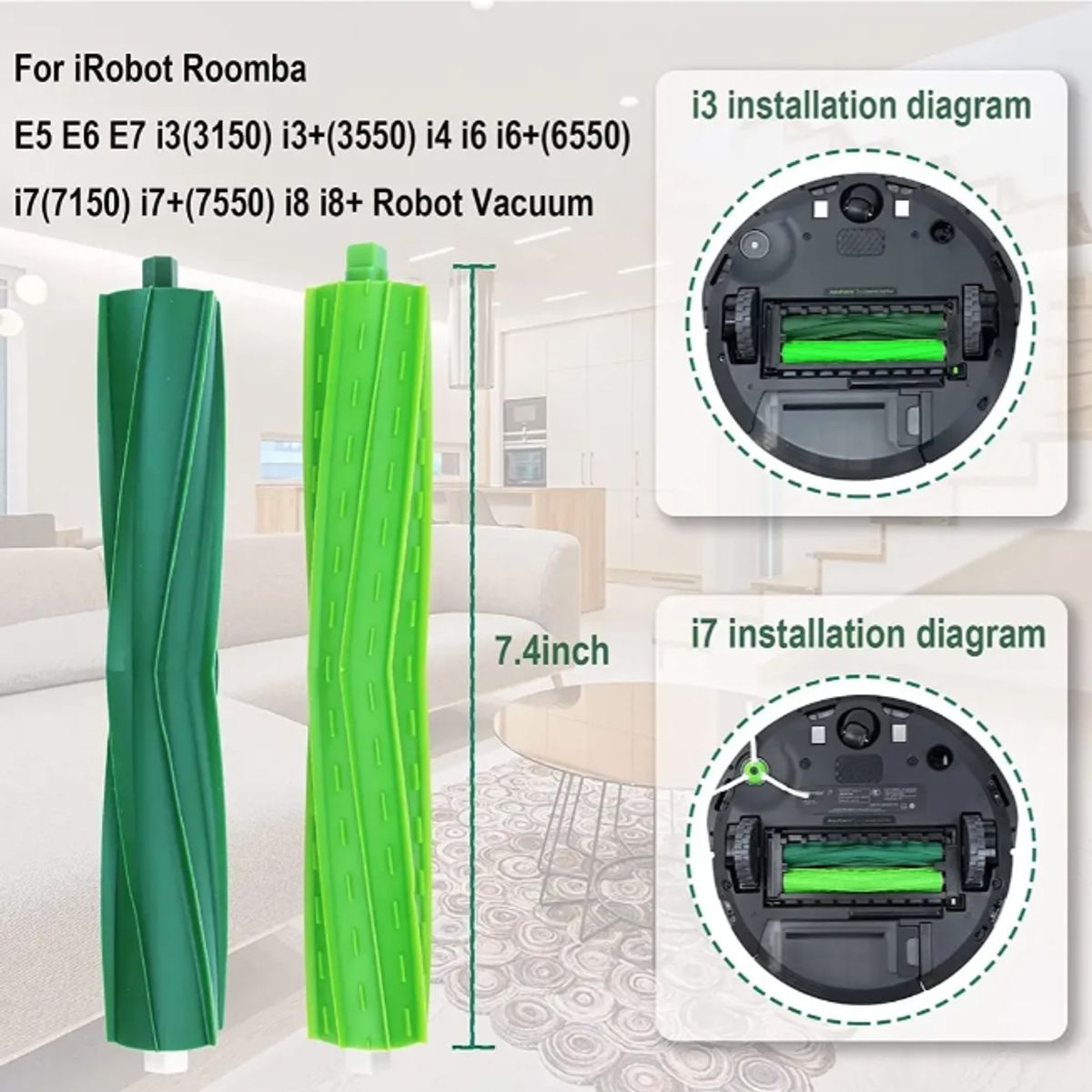GENERICO - Kit Cepillo Rodillo par Para Irobot Roomba I7 I7+ E5 E6