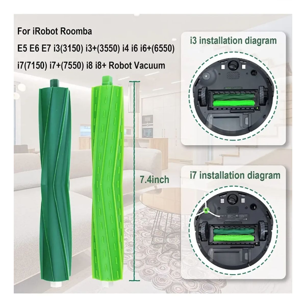 GENERICO - Kit Cepillo Rodillo par Para Irobot Roomba I7 I7+ E5 E6