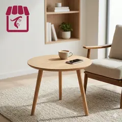 GENERICO - Mesa Centro Auxiliar Madera Redonda 60cm Minimalista Hogar