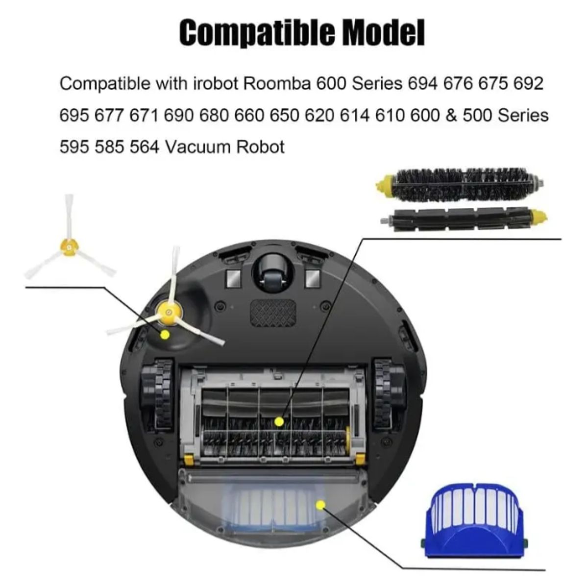 GENERICO - Filtros Y Cepillos Repuestos Para Roomba 600 Series