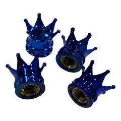 GENERICO - Tapas De Valvulas Para Llantas Diseño Corona 4 Pzs Azul