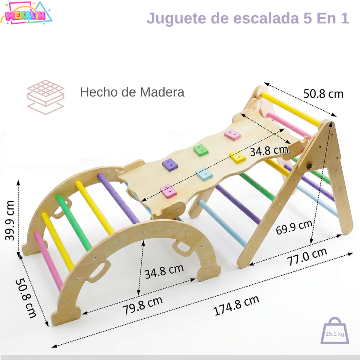 GENERICO - Escalador Juego Montessori Niños Madera Triangulo Pikler