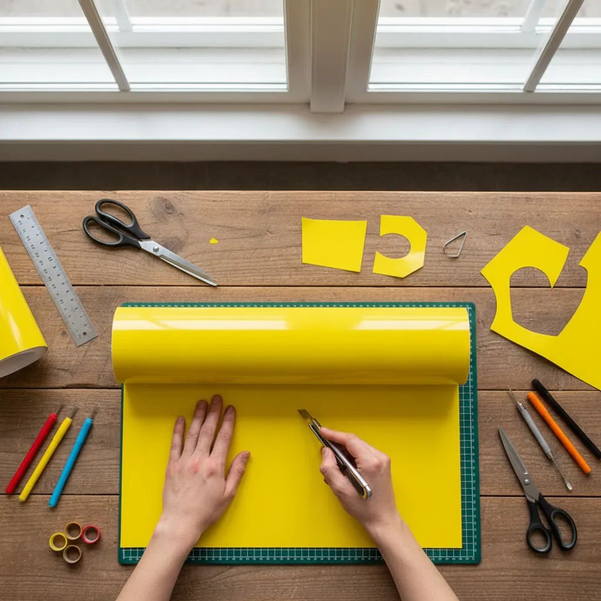 NEON - Vinilo Adhesivo De Corte Amarillo Suave Brillante De 30 Cm X 10 Mts