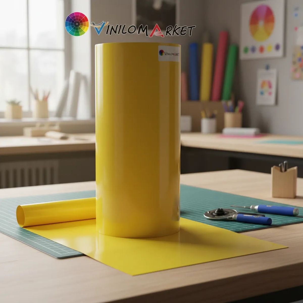 NEON - Vinilo Adhesivo De Corte Amarillo Suave Brillante De 30 Cm X 10 Mts