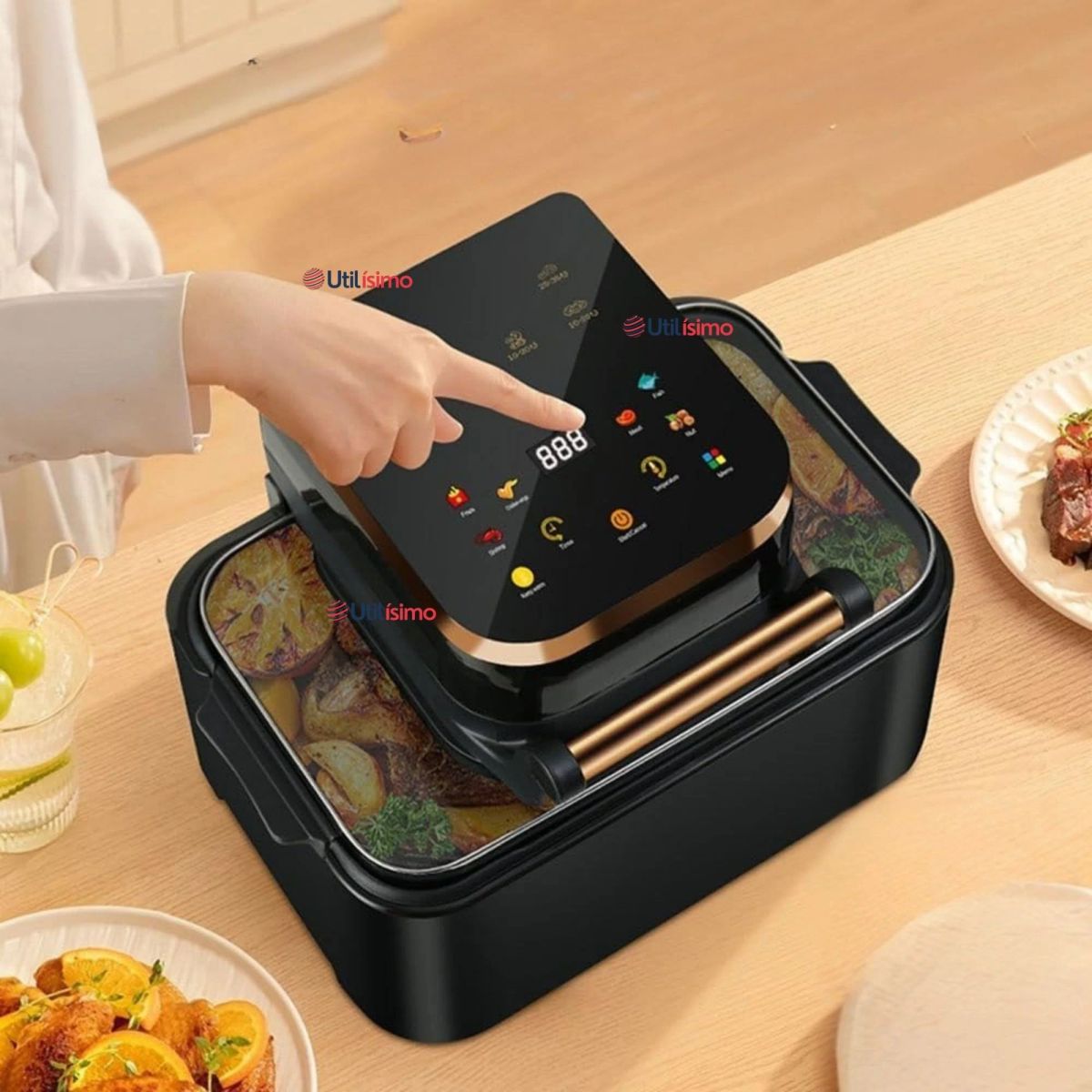 LINE - Freidora De aire 12 Litros 1700W Air Fryer Ventana De Vidrio