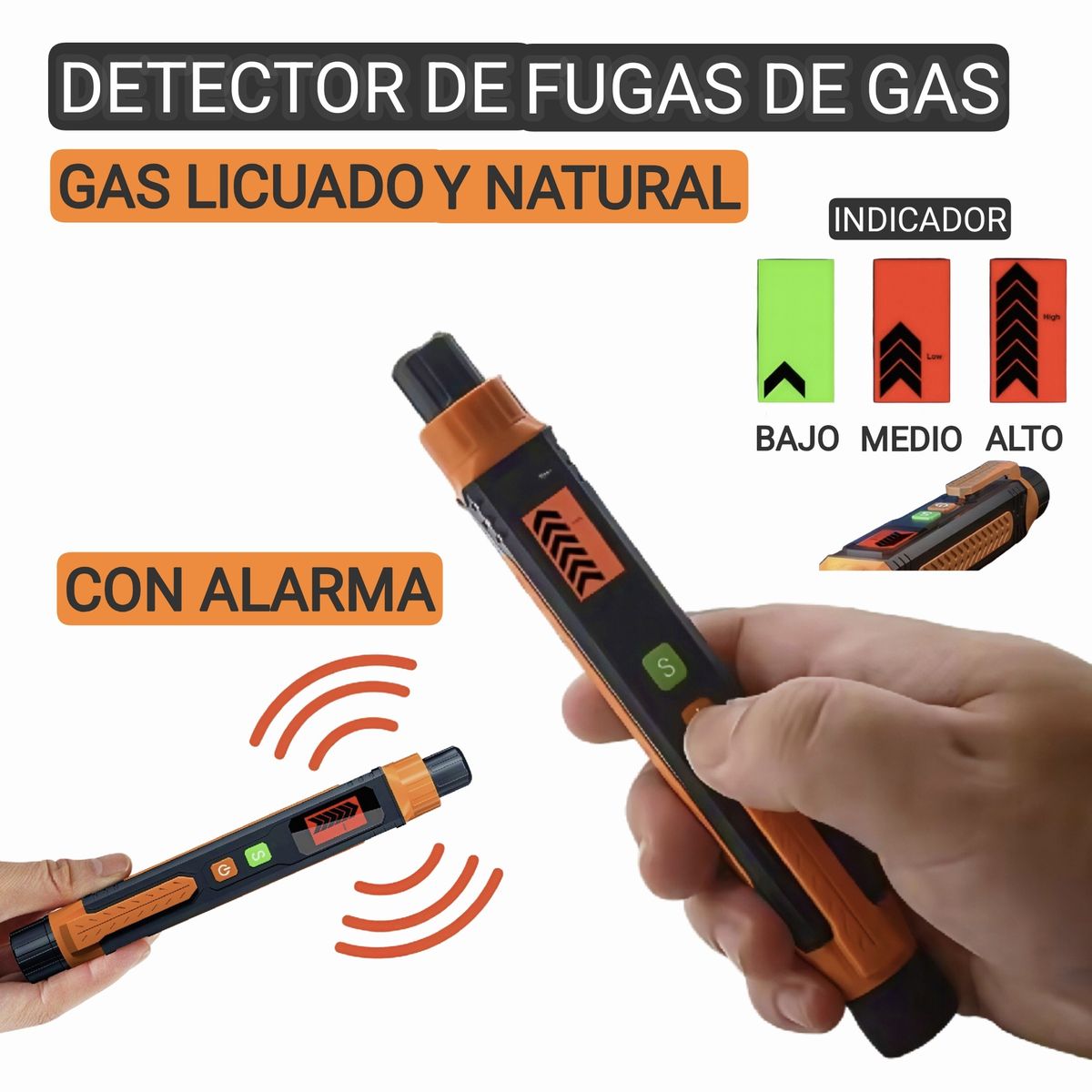 GENERICO - Detector de fugas de gas. Gas natural, licuado, con alarma.