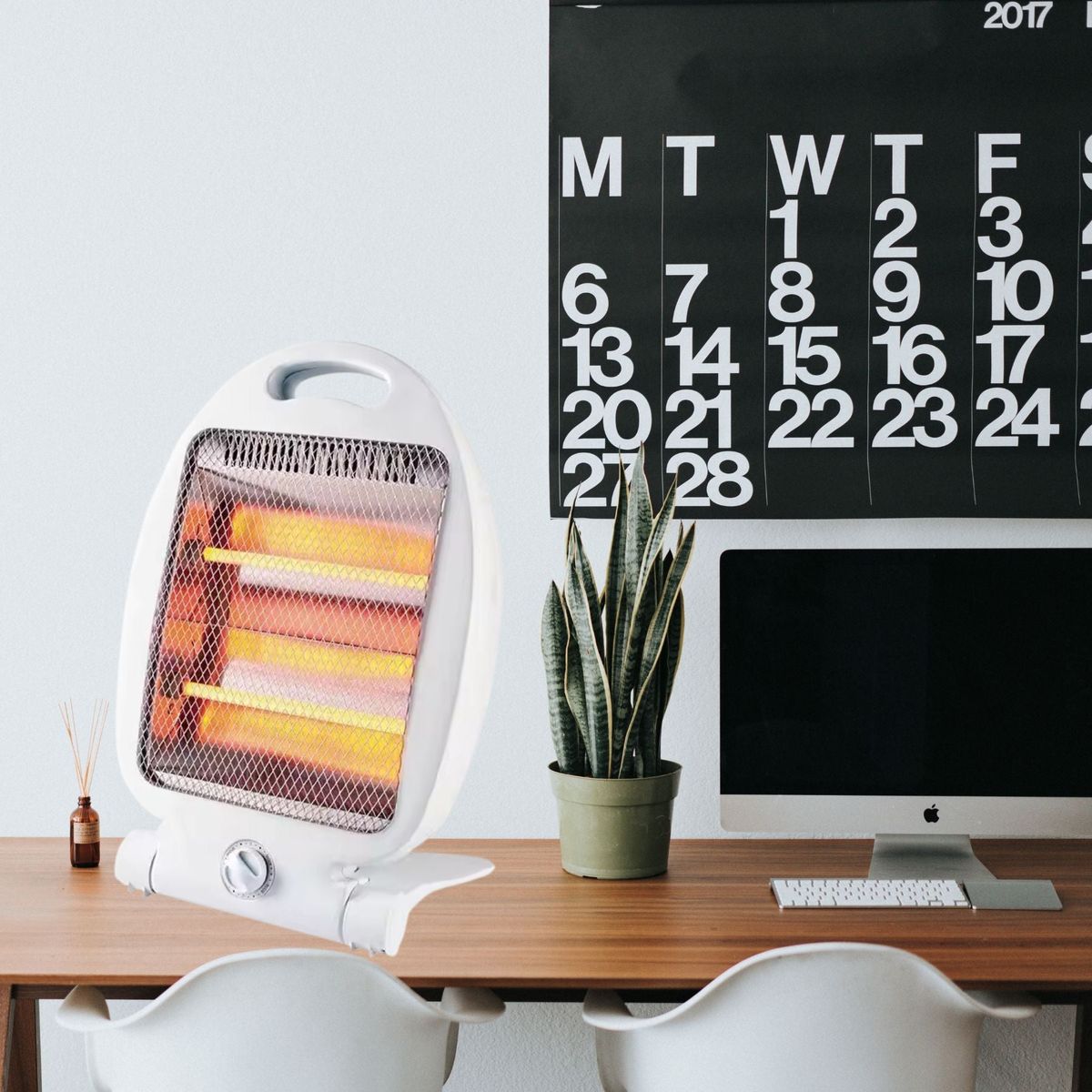 LINE - Calefactor Estufa Halógeno 800w Bajo Consumo Oficina Blanco