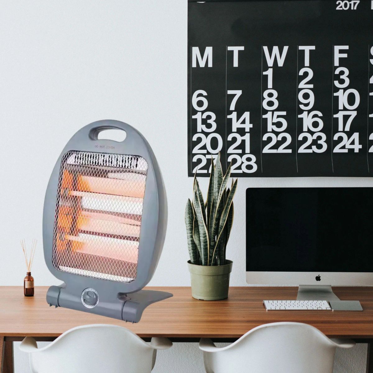 LINE - Calefactor Estufa Halógeno 800w Bajo Consumo Oficina Gris