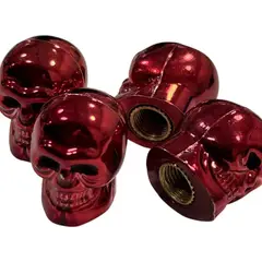 GENERICO - Tapas De Valvulas Para Llantas Diseño Calavera 4 Pzs rojo