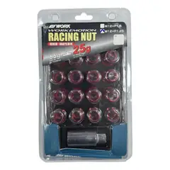 GENERICO - Set De 20 Tuercas Racing De Seguridad Para Llantas 12x1.25 rojo