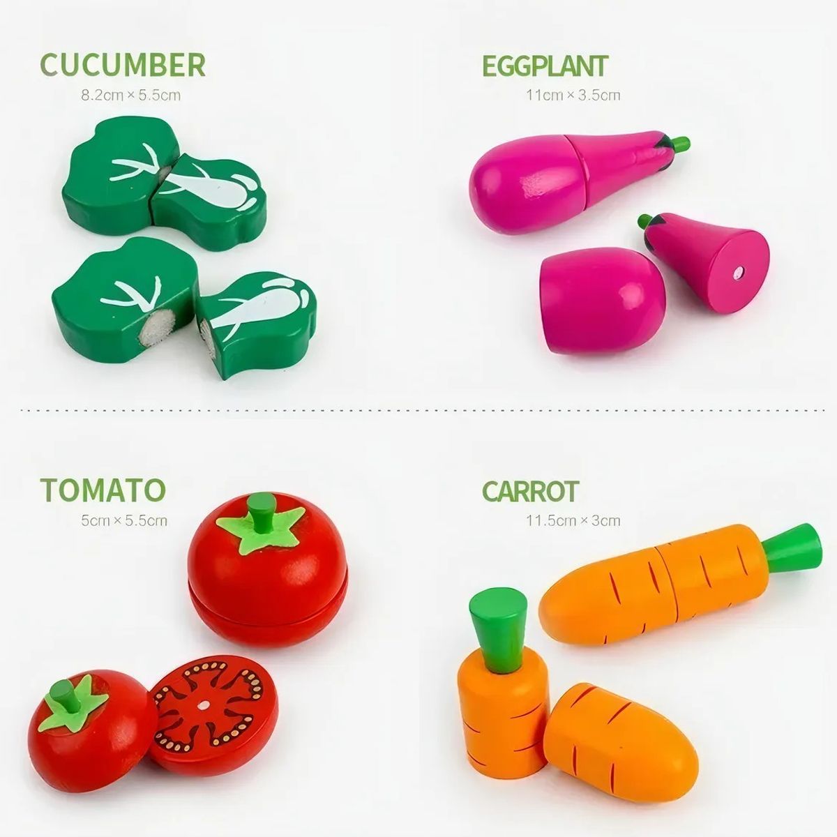 GENERICO - Set Corta Frutas Y Verduras Madera Con Iman Juego 17 Piezas