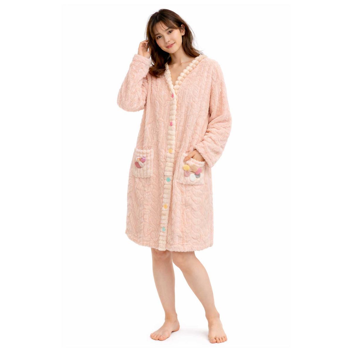 MORLAN - Camison Mujer Plush Trenzado Largo Invierno Suave AS1019