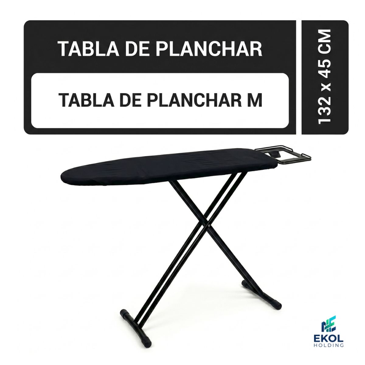EKOL TACTICA MILITAR - Tabla de Planchar Reforzada Ajustable y Plegable negra 132x45 cm