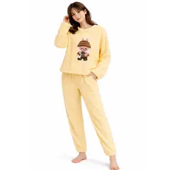 MORLAN - Pijama Mujer Plush Trenzado Invierno Set Calido Bubu