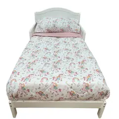 COBABY - SET ROPA PARA CAMA DE TRANSICIÓN UNICORNIO 100% ALGODON DE 4 PIEZAS