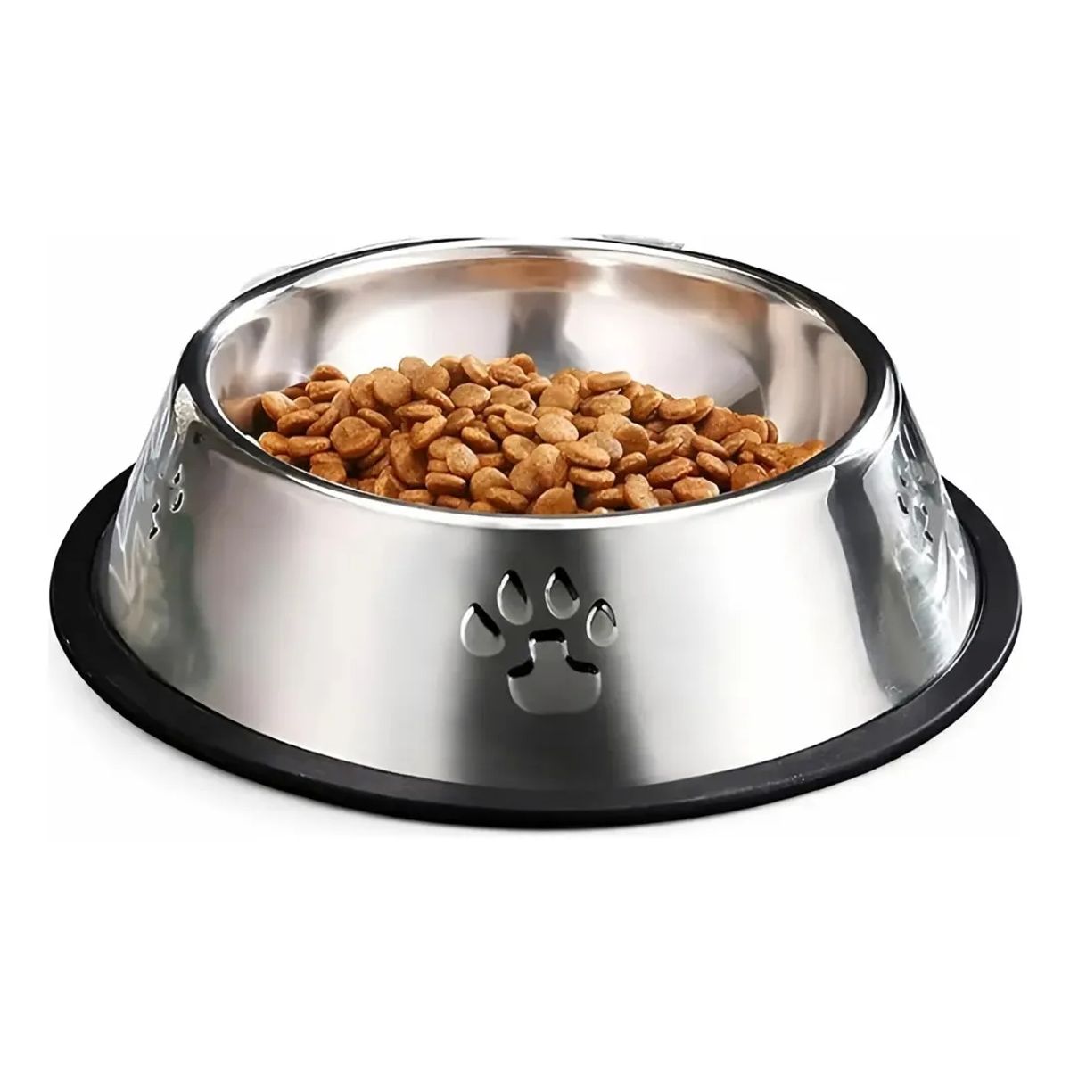 GENERICO - Comedero Acero Inoxidable 26cm Mascotas Plato Antideslizante 26cm Metalico Plateado Acero Inoxidable