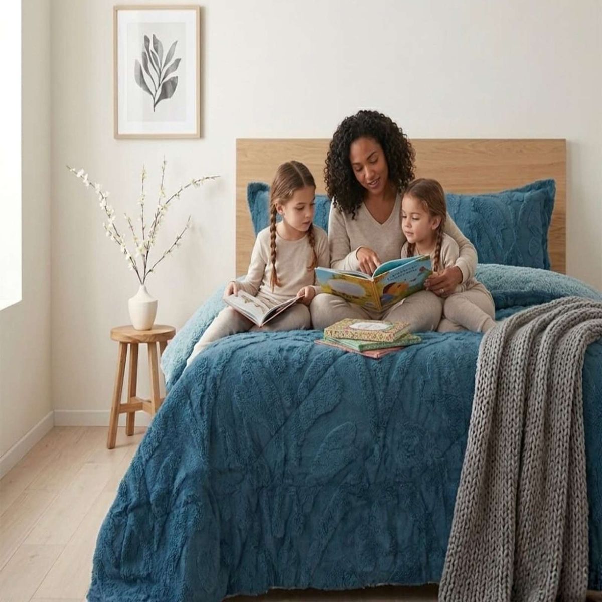 GENERICO - Cubrecama Sherpa Jacquard Deluxe King Diseño Relieve