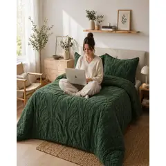 GENERICO - Cubrecama Sherpa Jacquard Deluxe Super King Diseño Relieve