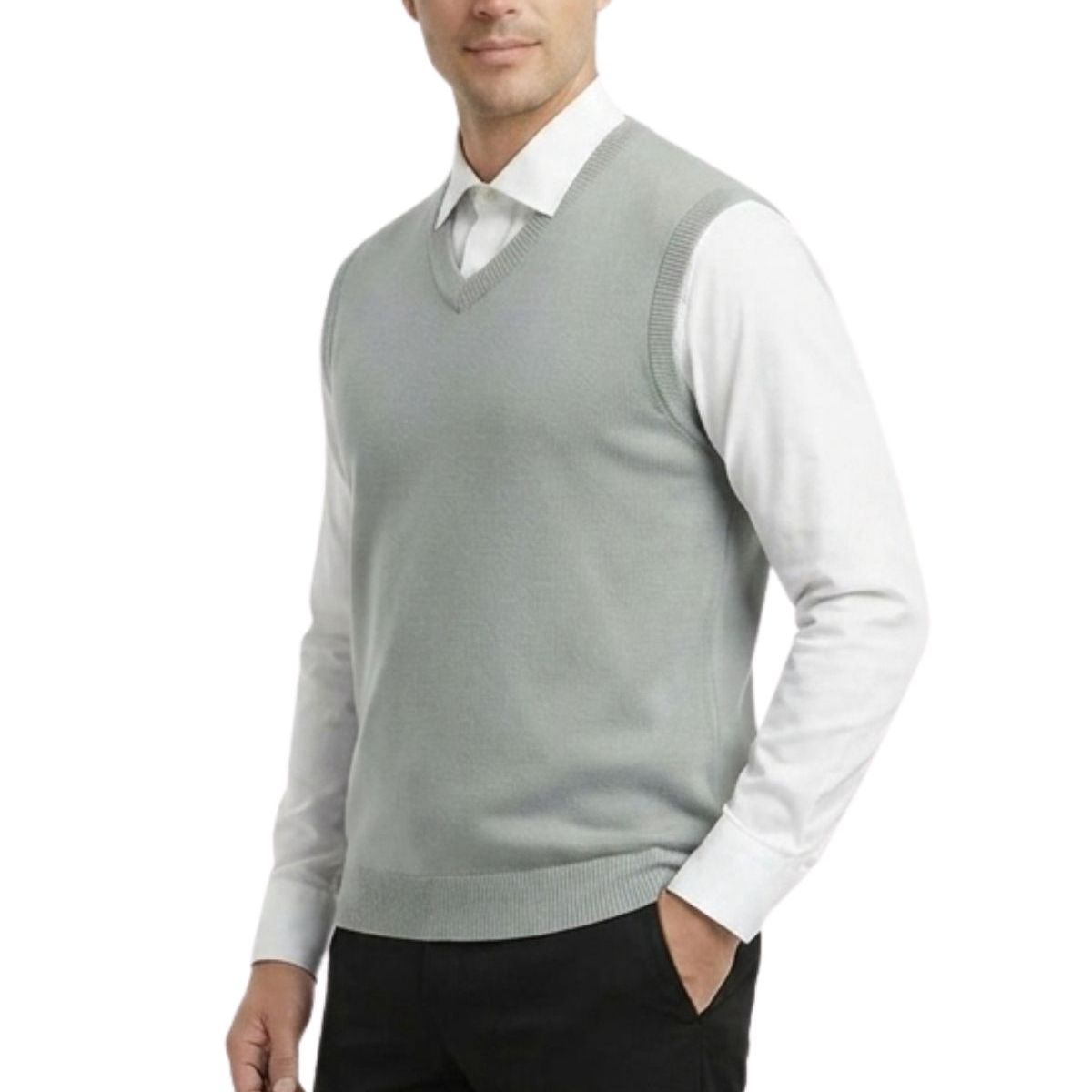 LOOK SHOP - Sweater Sin Mangas Hombre Cuello V Excelente Calidad 131