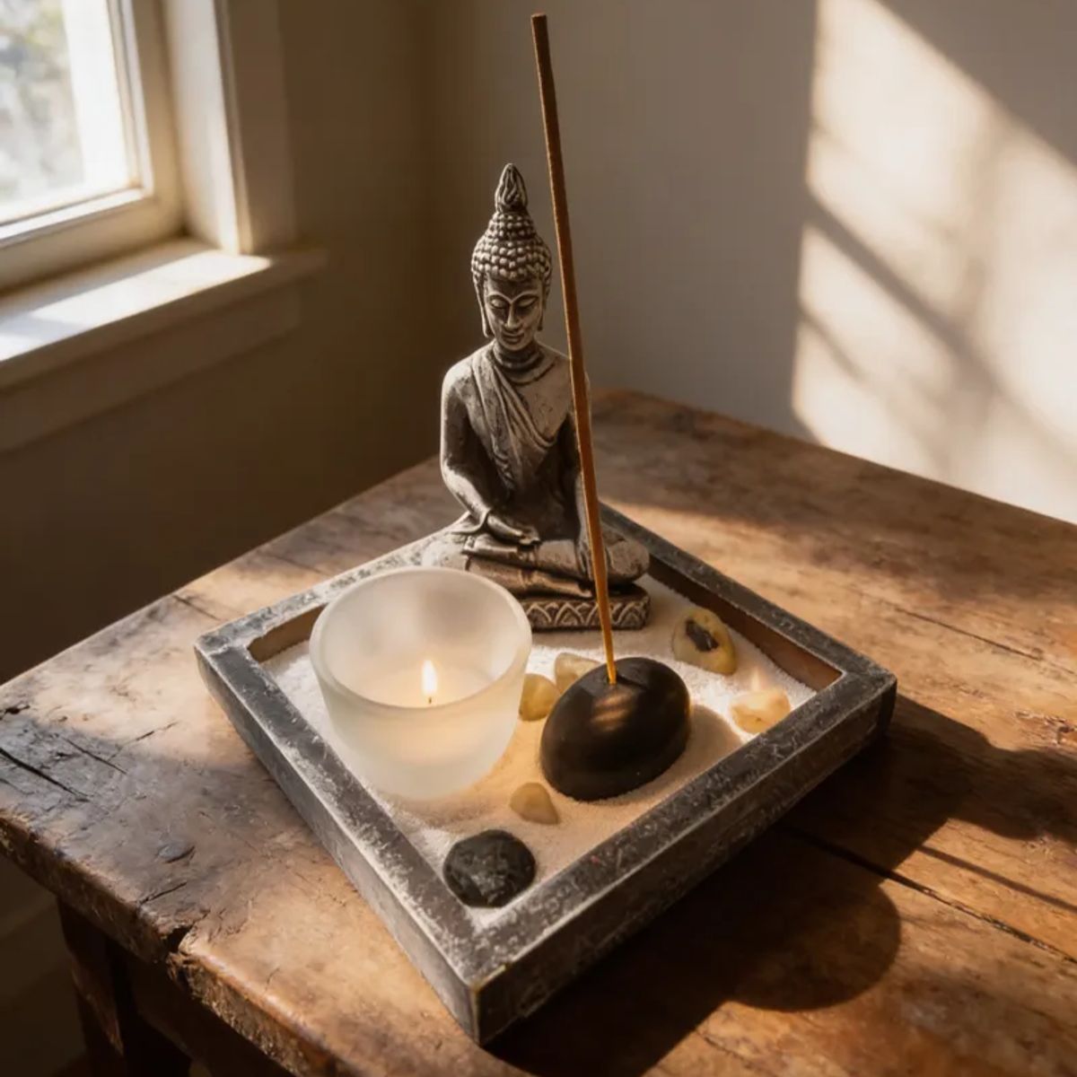 GENERICO - Porta Vela De Buda Con Porta Vela Candelabro