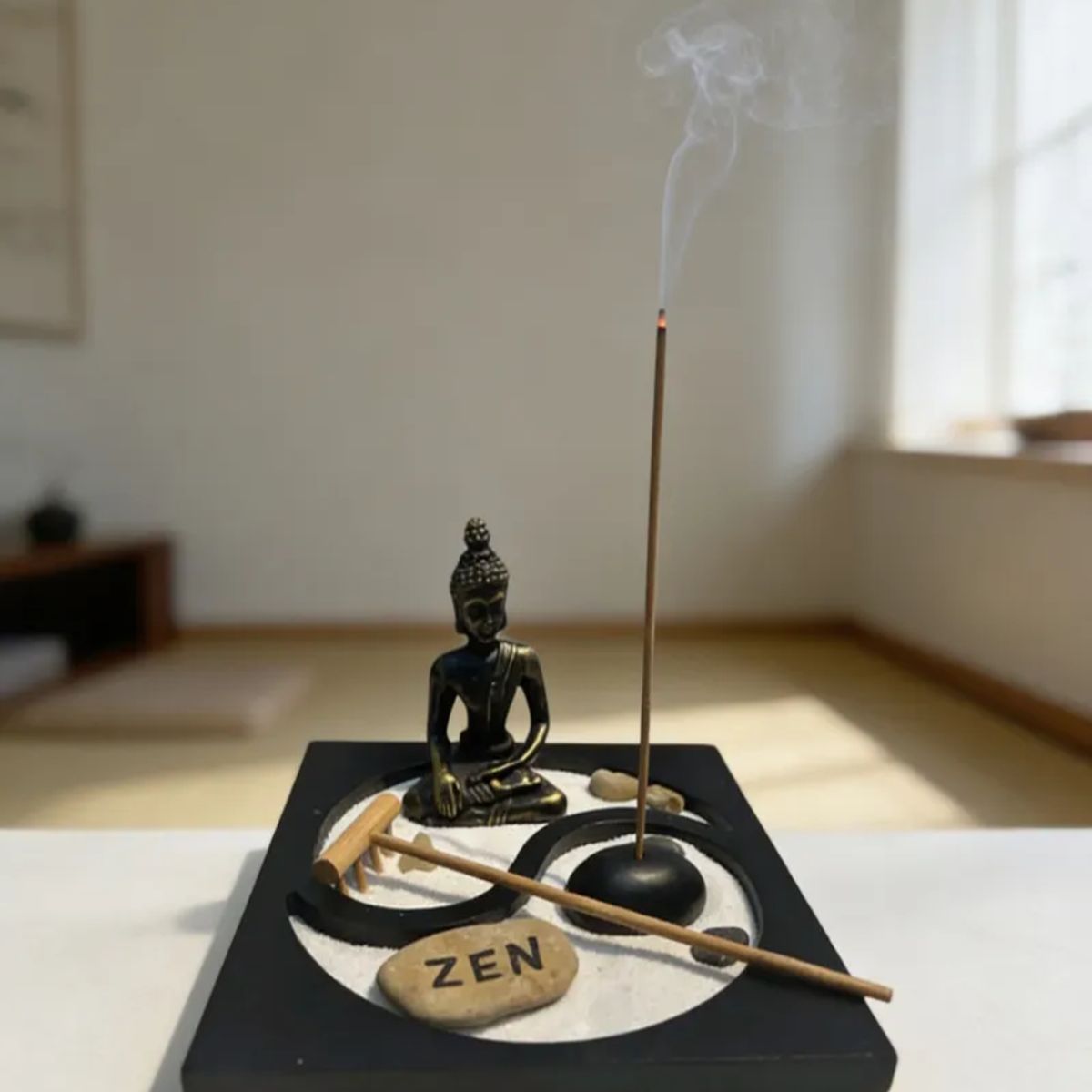 GENERICO - Porta Vela De Buda Con Porta Incienso Candelabro