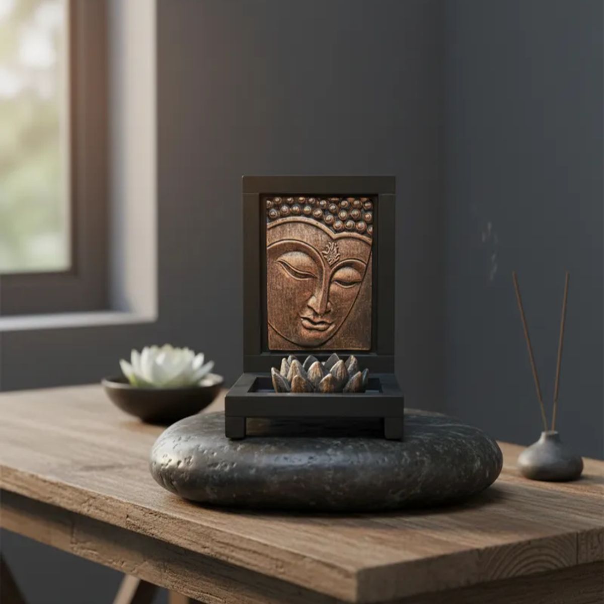 GENERICO - Figura de Buda con Porta Incienso y Base para Vela