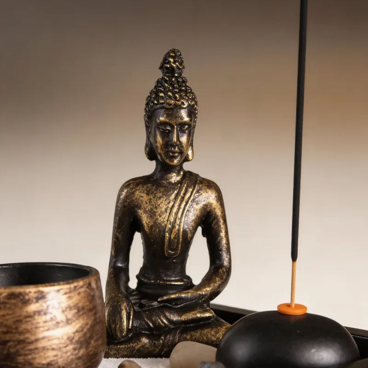 GENERICO - Buda de Estilo Zen con Porta Incienso y Porta Vela