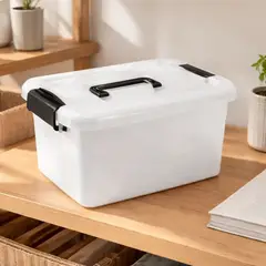 GENERICO - Caja Organizadora Plástica Transparente 10l Con Tapa Y Asas