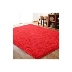 GENERICO - Alfombra Peluda Tipo Shaggy150x200 Color Rojo