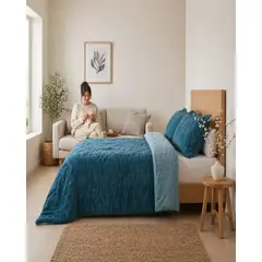 GENERICO - Cubrecama Invierno 2 Plazas Sherpa Jacquard Relieve Premium