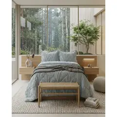 GENERICO - Cubrecama Invierno 2 Plazas Sherpa Jacquard Relieve Premium