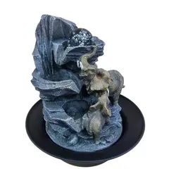 GENERICO - Fuente De Agua Familia de Elefante Con Esfera. Prosperidad Y Energía. Feng Shui Grande