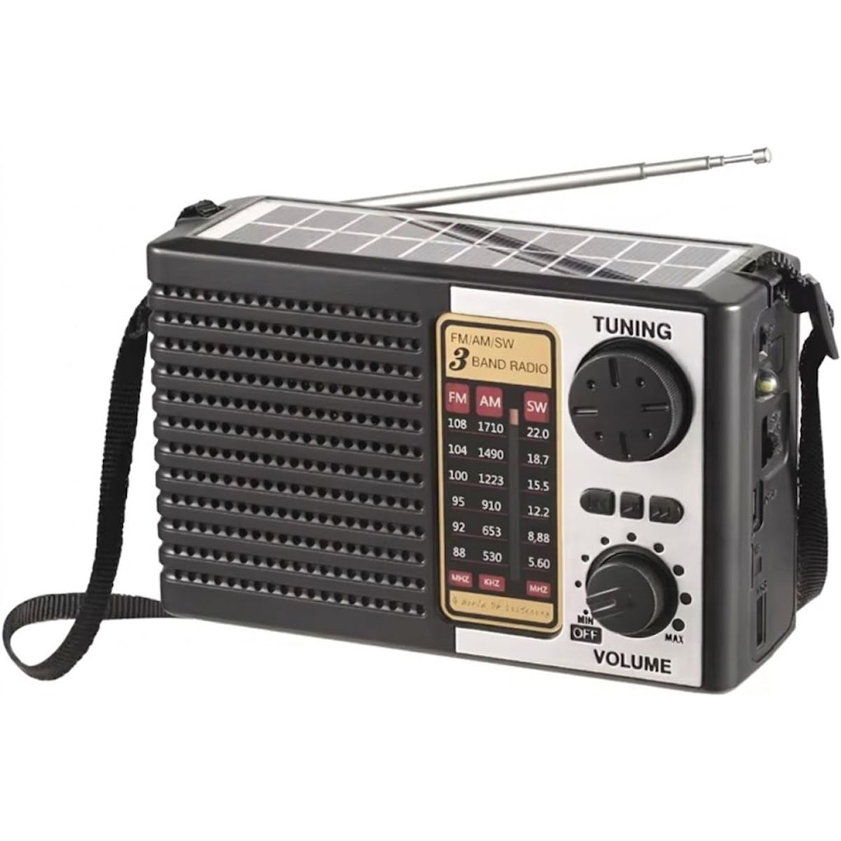 GENERICO - Radio solar portátil multifuncional para emergencias de 3 bandas AM, FM y SW